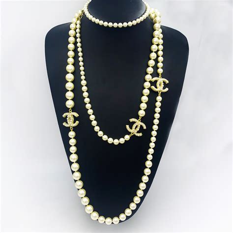 chanel long pearl necklace|Chanel pearl necklace price list.